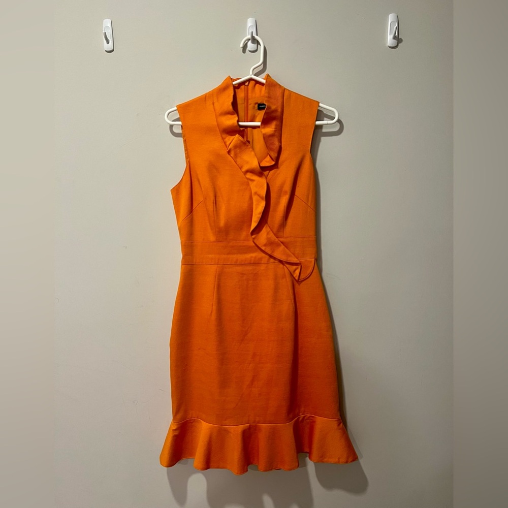 Karen Millen Orange Ruffled Crossover Dress
